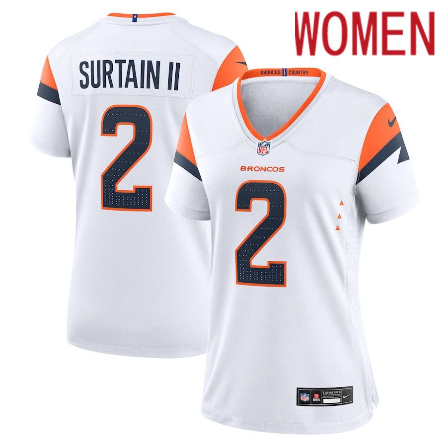 Women Denver Broncos 2 Patrick Surtain II Nike White Game NFL Jersey